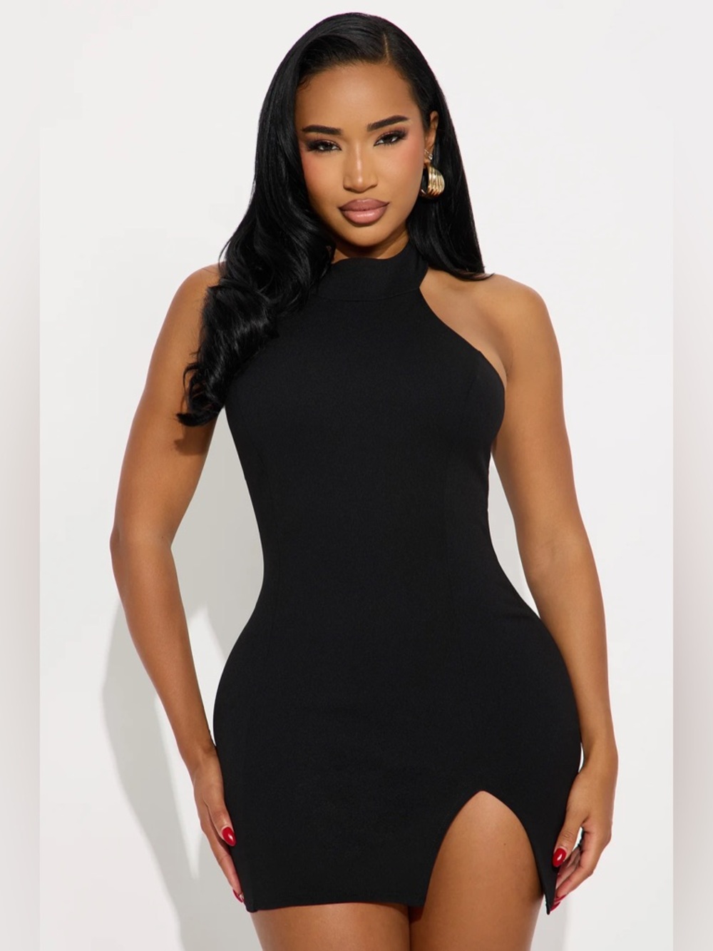NWT Fashion Nova Hannah Mock Neck Mini Dress - Black 2X